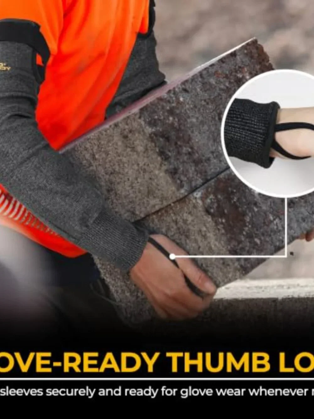 Cut-Resistant Arm Sleeves, ANSI A9 Protection, Thumb Loop, Adjustable Strap